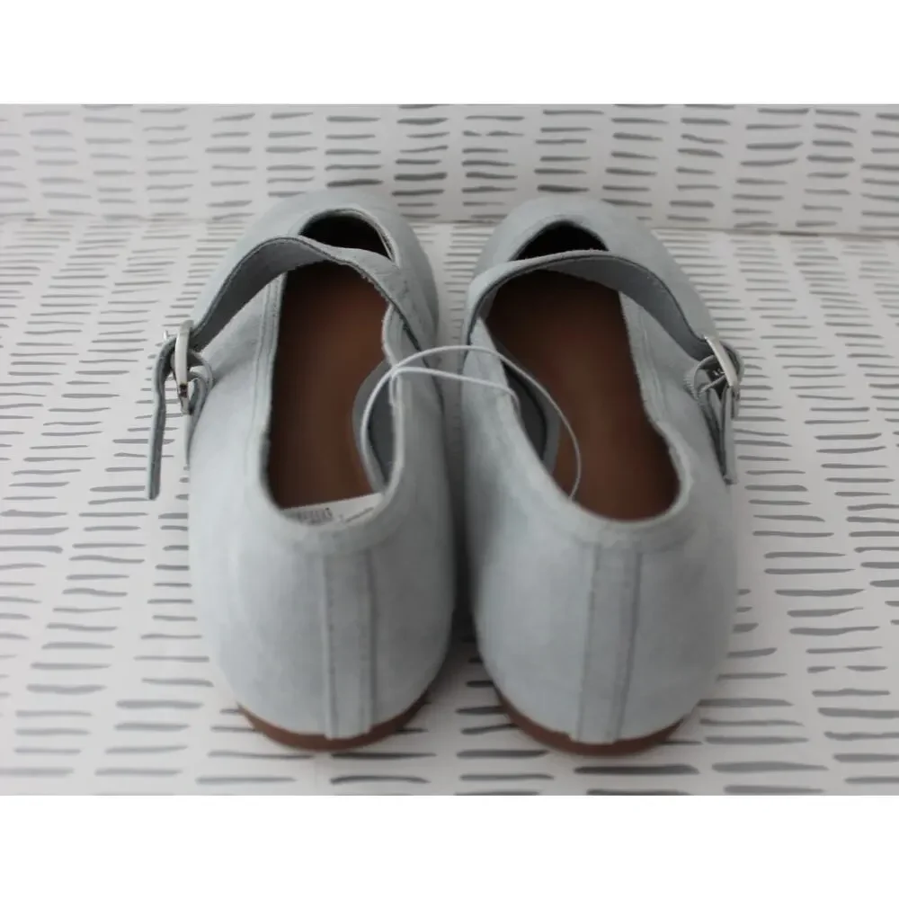 Old Navy Womens Mary Jane Ballet Flats Blue Suede Size 8.5 NWT